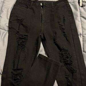 black ripped jeans SHEIN